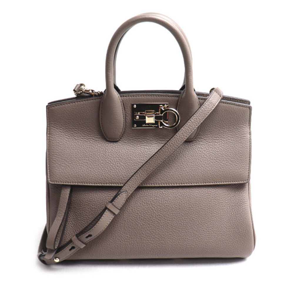 Salvatore Ferragamo Studio Small 2-Way Shoulder Bag, Greige, FZ-21 H159, Women's